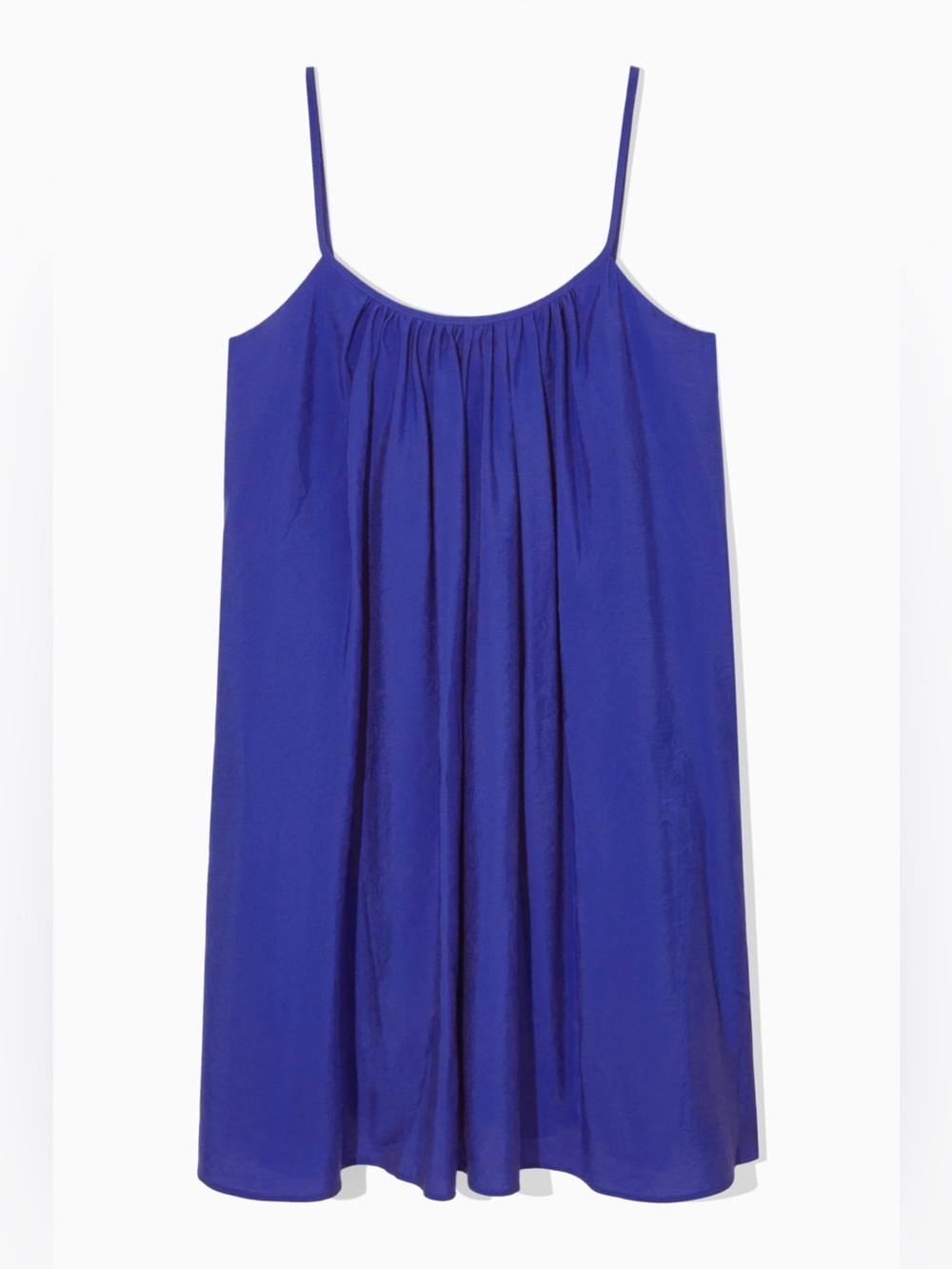 COS Gathered Strappy Mini Dress - Bright Blue Cobalt Swing Dress